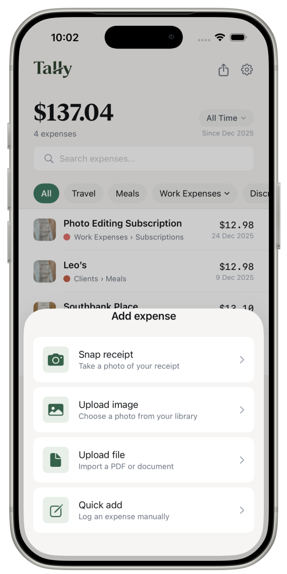 Add expense screen